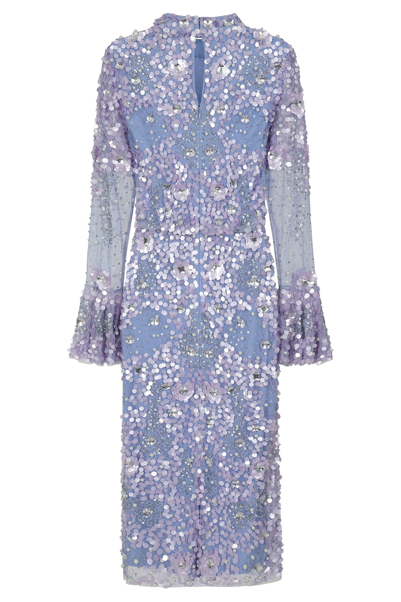 Myra Floral Embellished Midi Dress - Lilac Blue