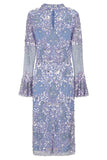 Myra Floral Embellished Midi Dress - Lilac Blue