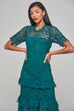 Narelle Crochet Lace Midaxi Dress - Alpine Green