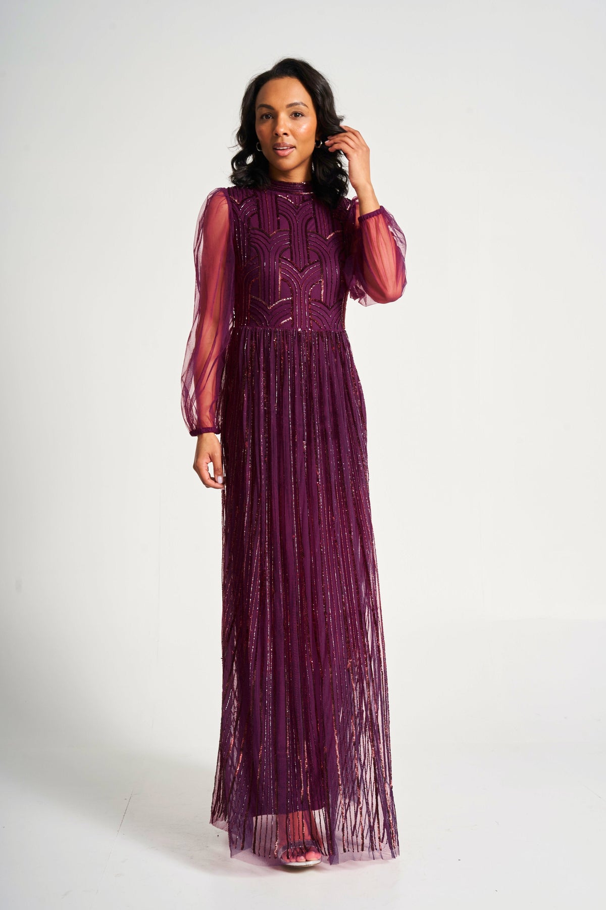 Natalia Berry Embellished Maxi Dress