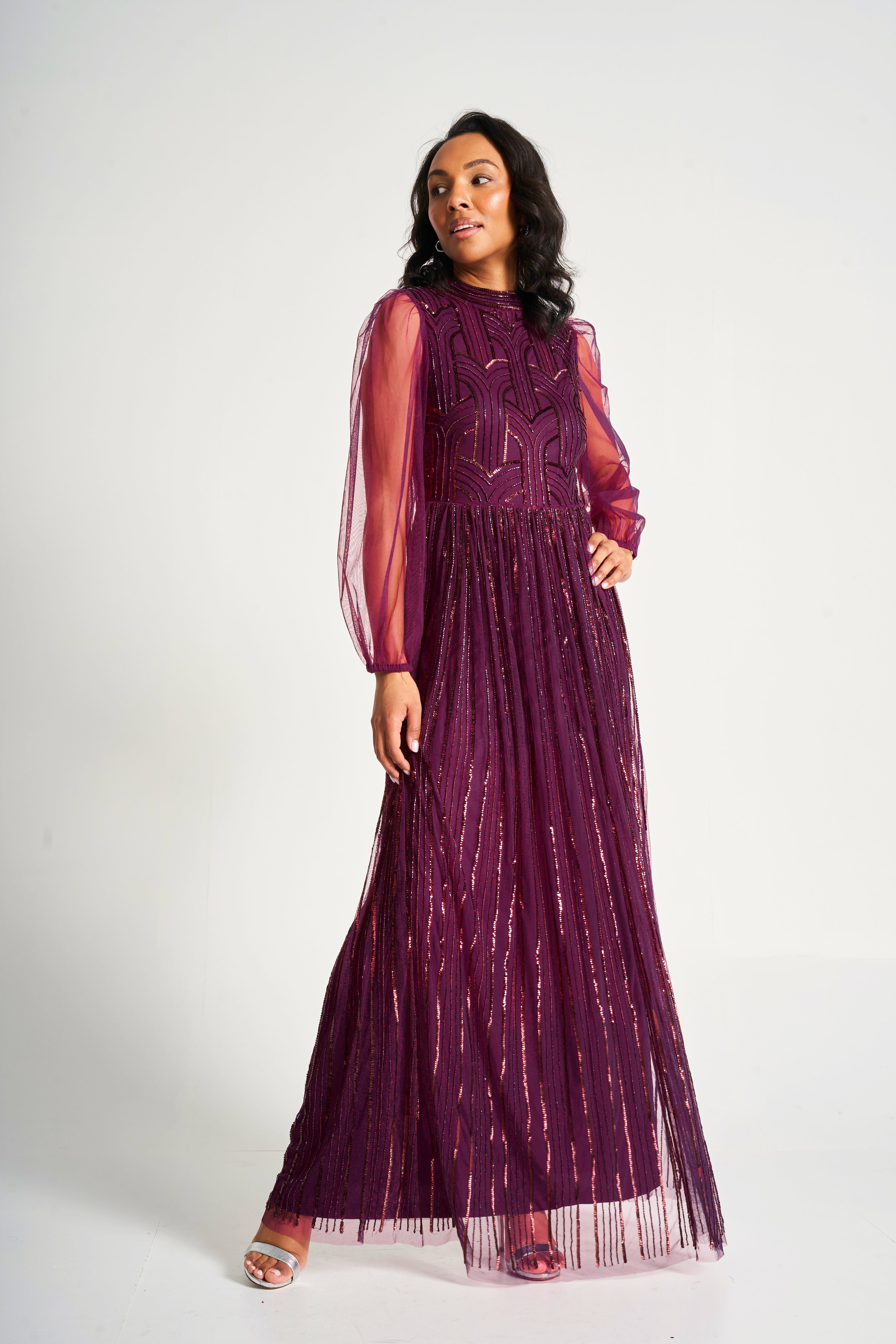 Natalia Berry Embellished Maxi Dress