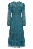 Nerine Teal Lace Midi Dress