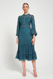 Nerine Teal Lace Midi Dress