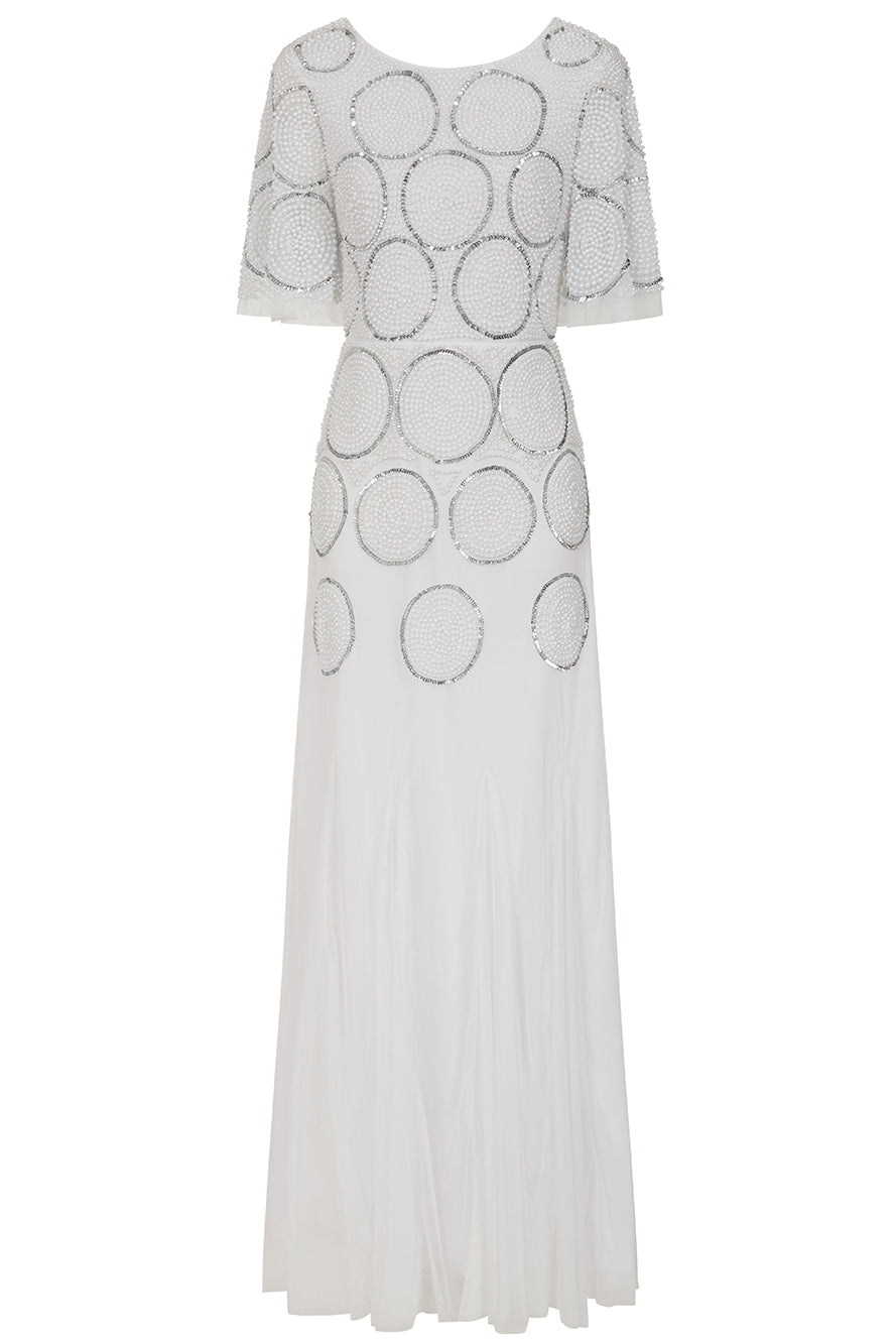 Norma White Embellished Maxi Dress 