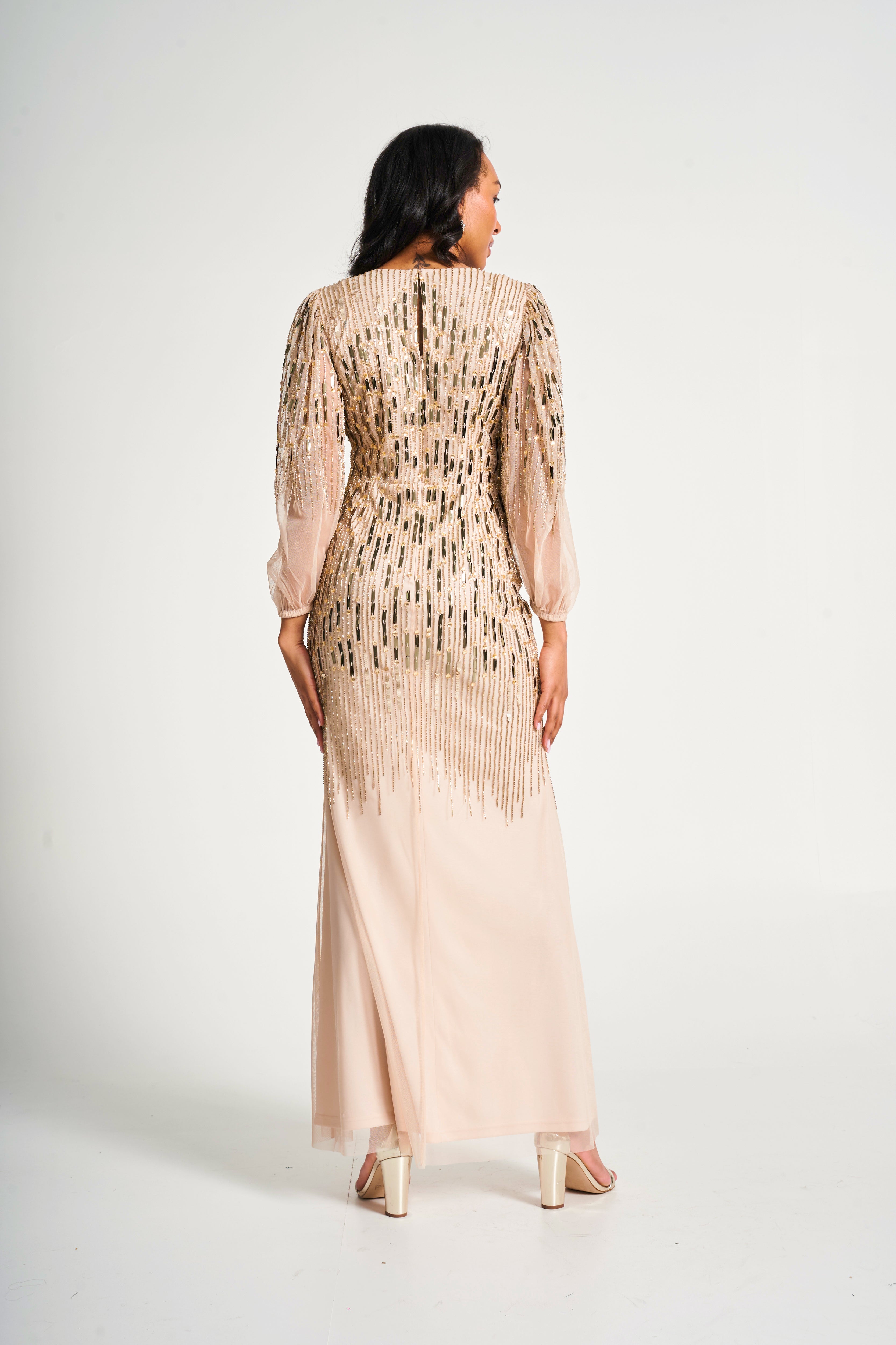 Odette Embellished Maxi Dress - Nude