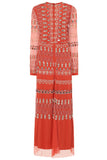 Ondine Deep Terracotta Embellished Maxi Dress