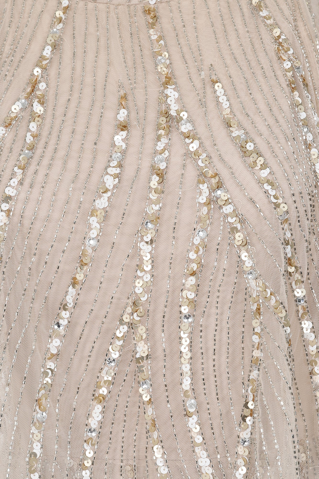 Ora Cape Detail Embellished Maxi Dress - Nude