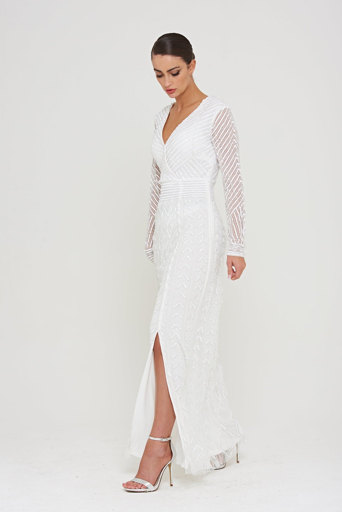 Priscilla White Embellished Maxi Dress