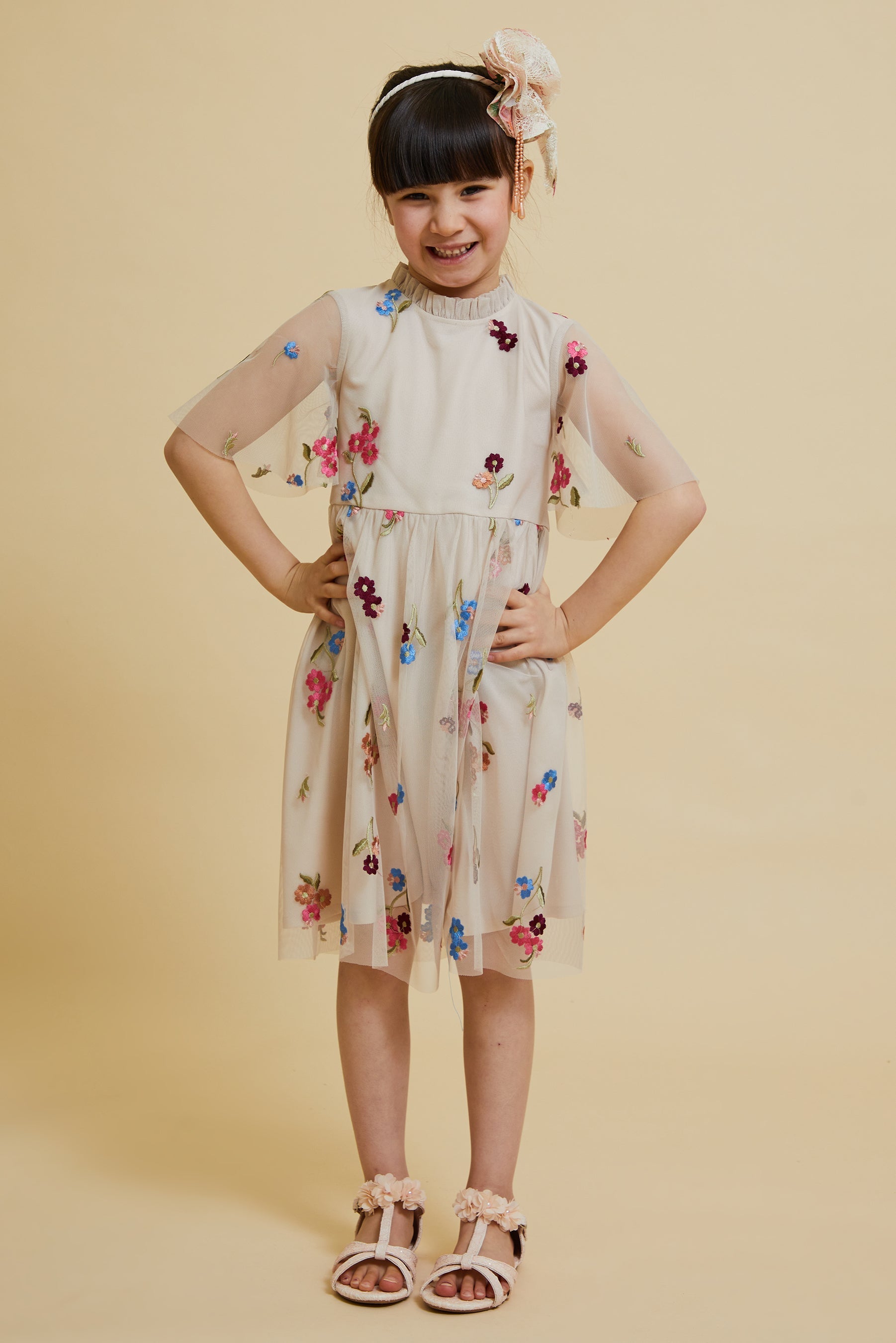 Cecily Cream Floral Embroidered Dress