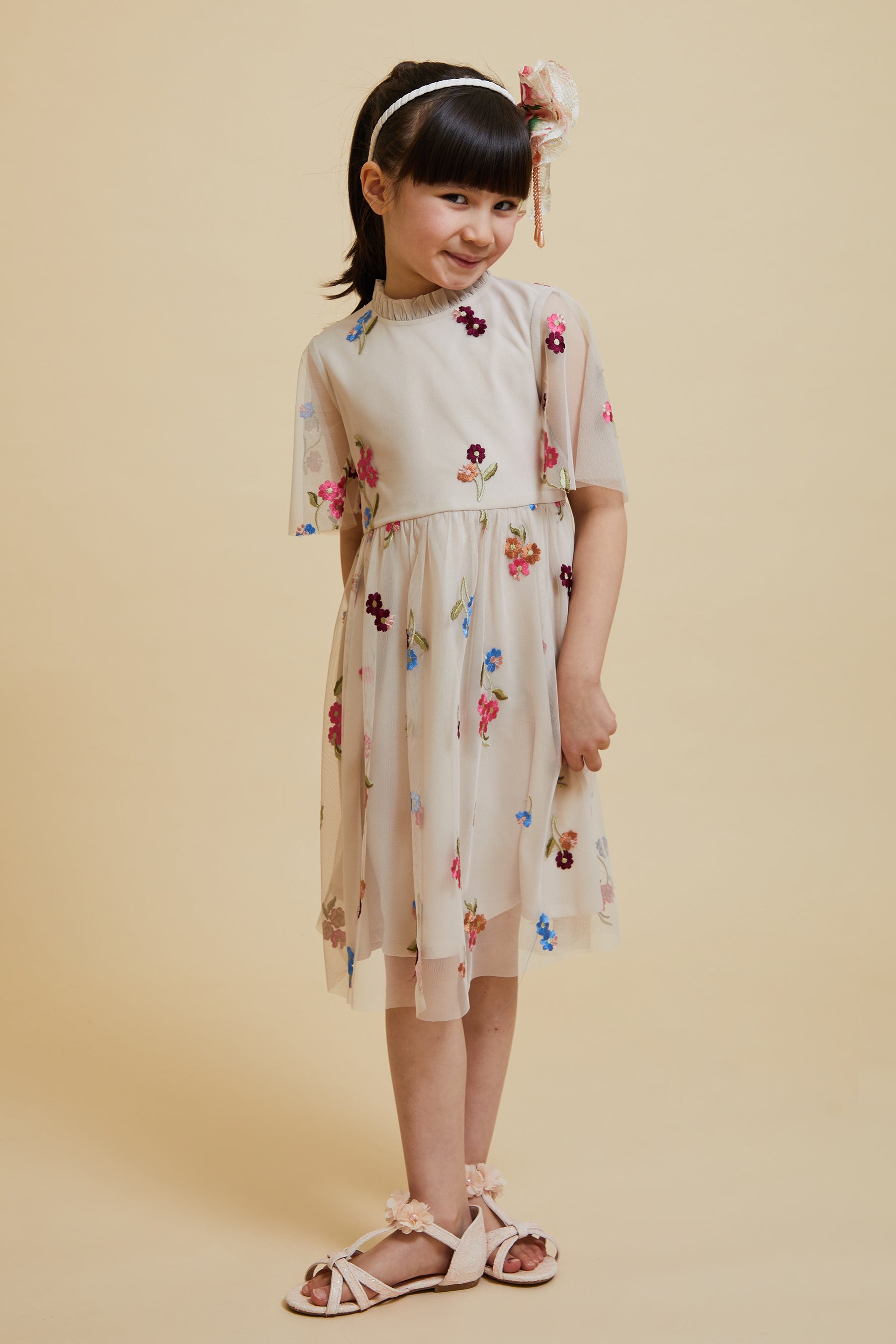 Cecily Cream Floral Embroidered Dress