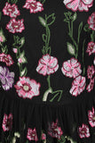 Raena Black Floral Embroidered Midi Dress 