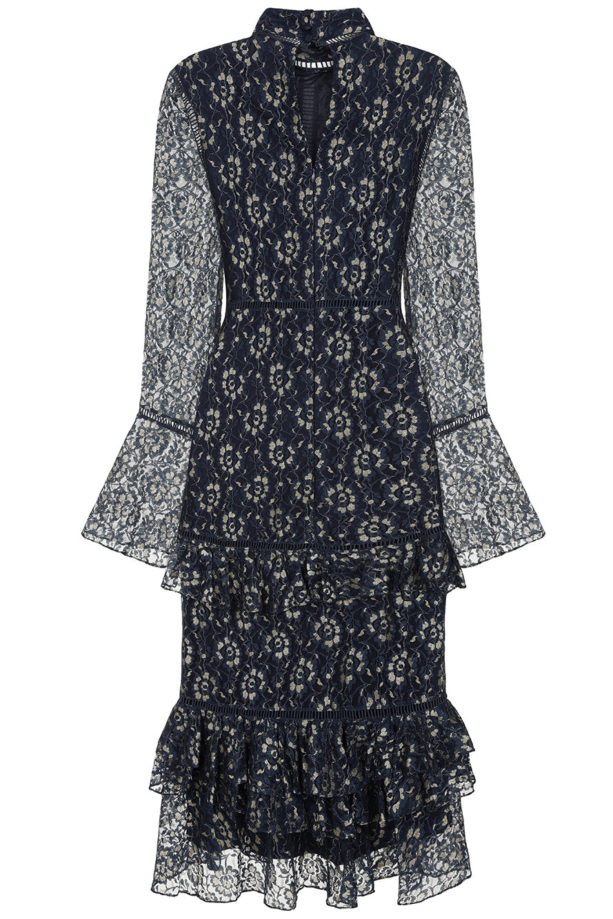Raina Navy Lace Midi Dress