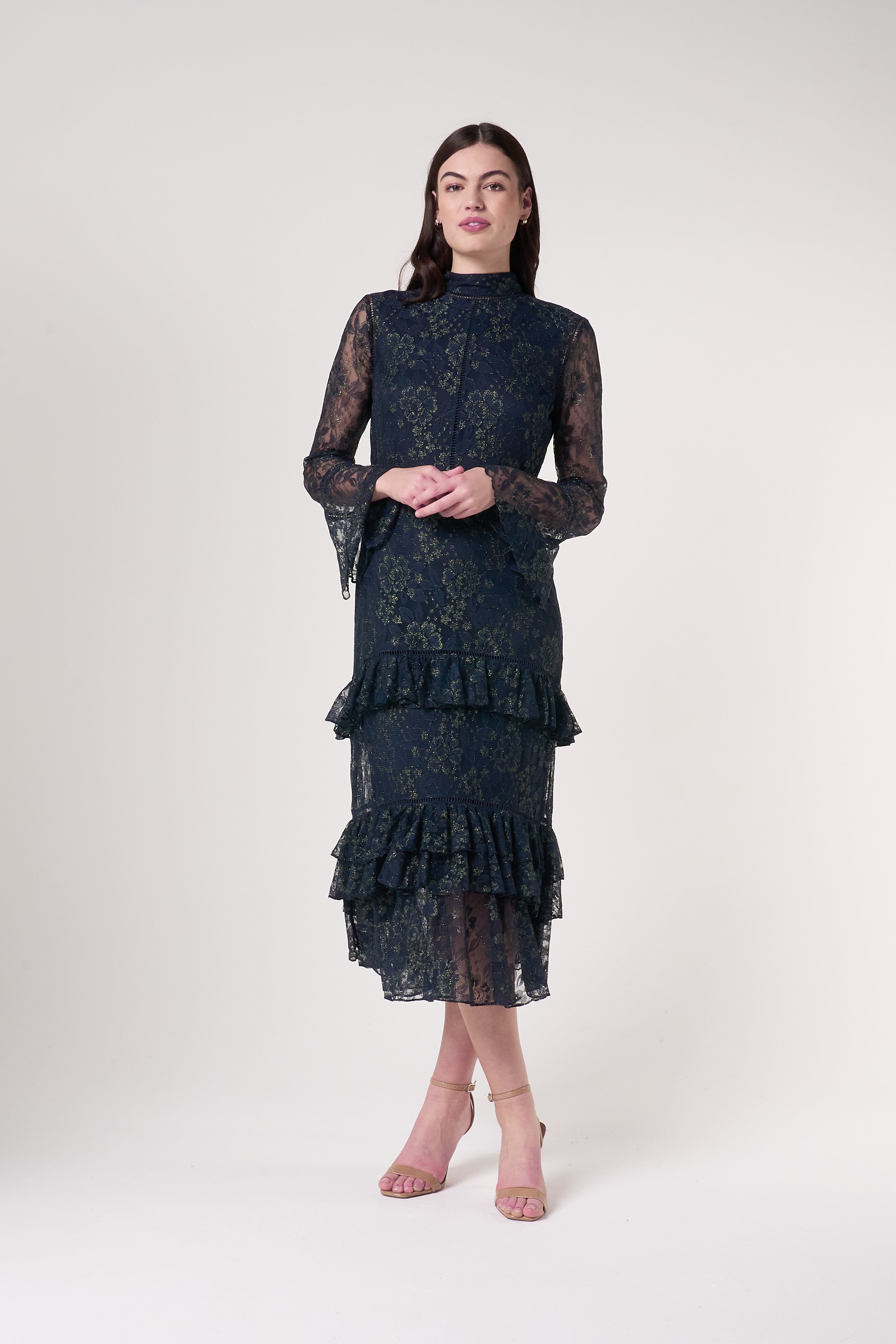 Raina Navy Lace Midi Dress