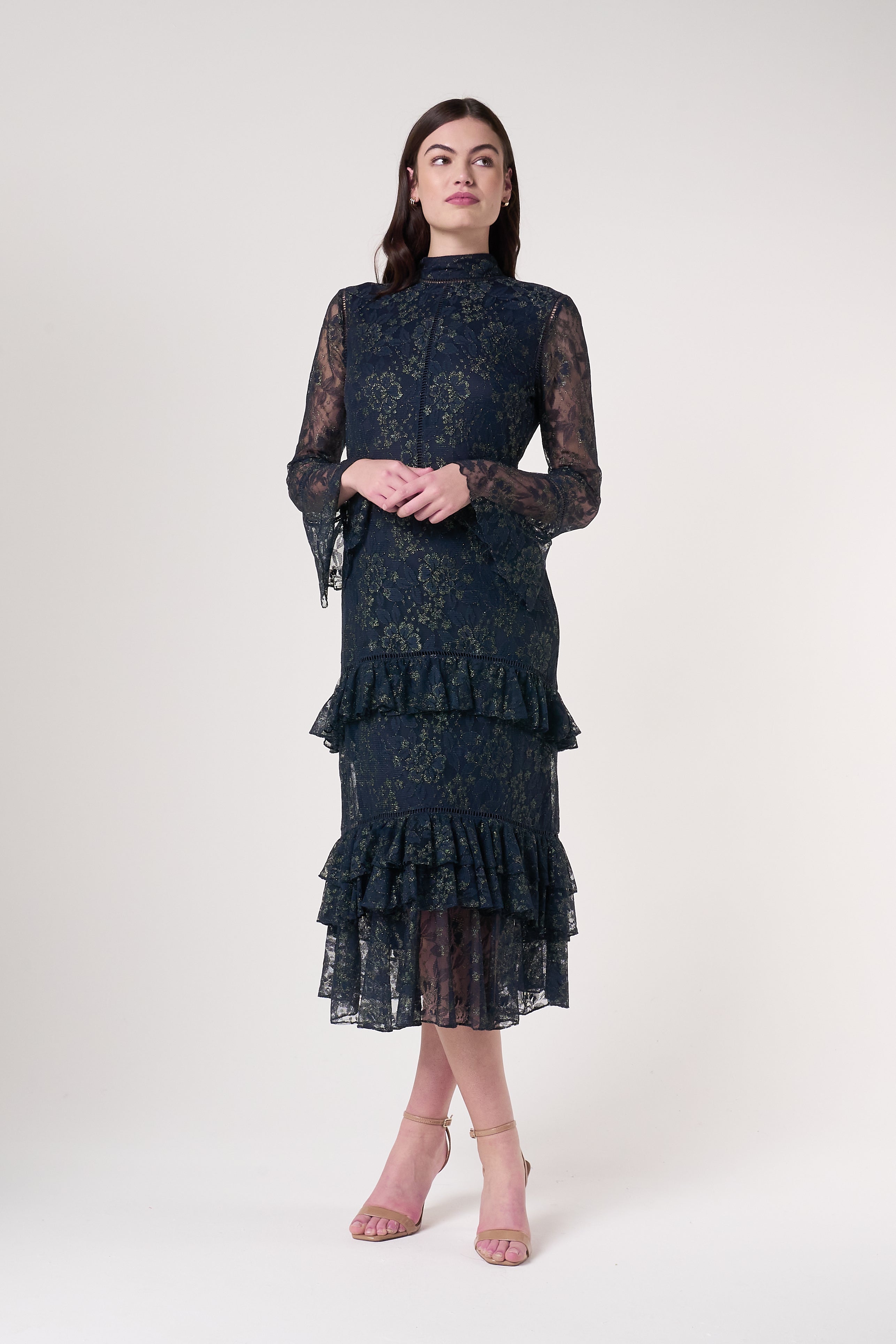 Raina Navy Lace Midi Dress