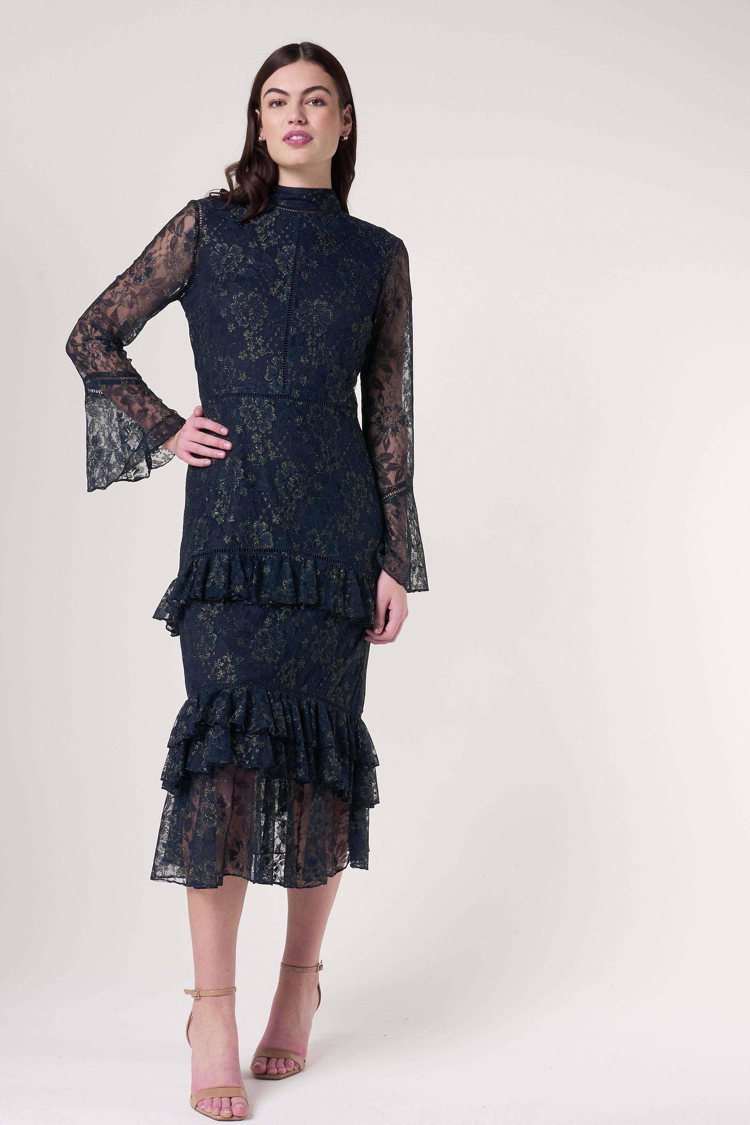 Raina Navy Lace Midi Dress