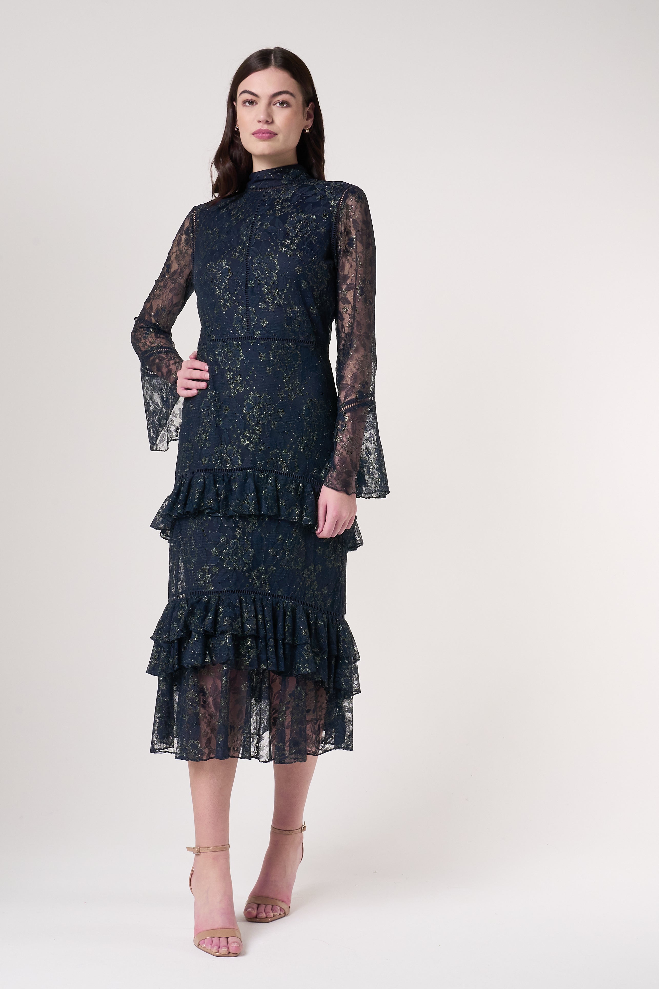 Raina Navy Lace Midi Dress