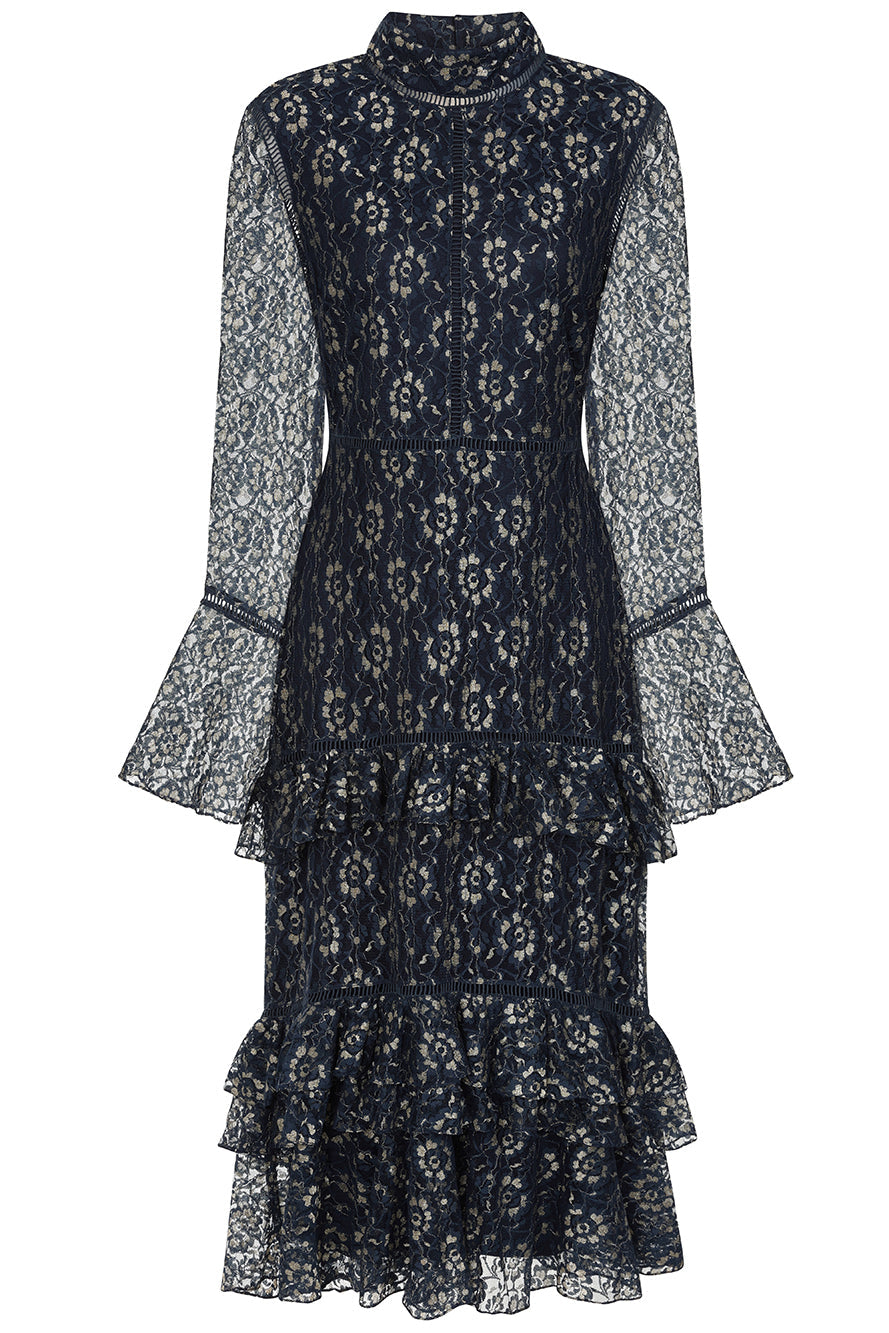 Raina Navy Lace Midi Dress