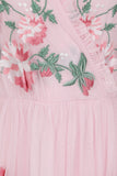 Raisa Pink Floral Embroidered Maxi Dress