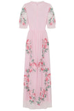 Raisa Pink Floral Embroidered Maxi Dress