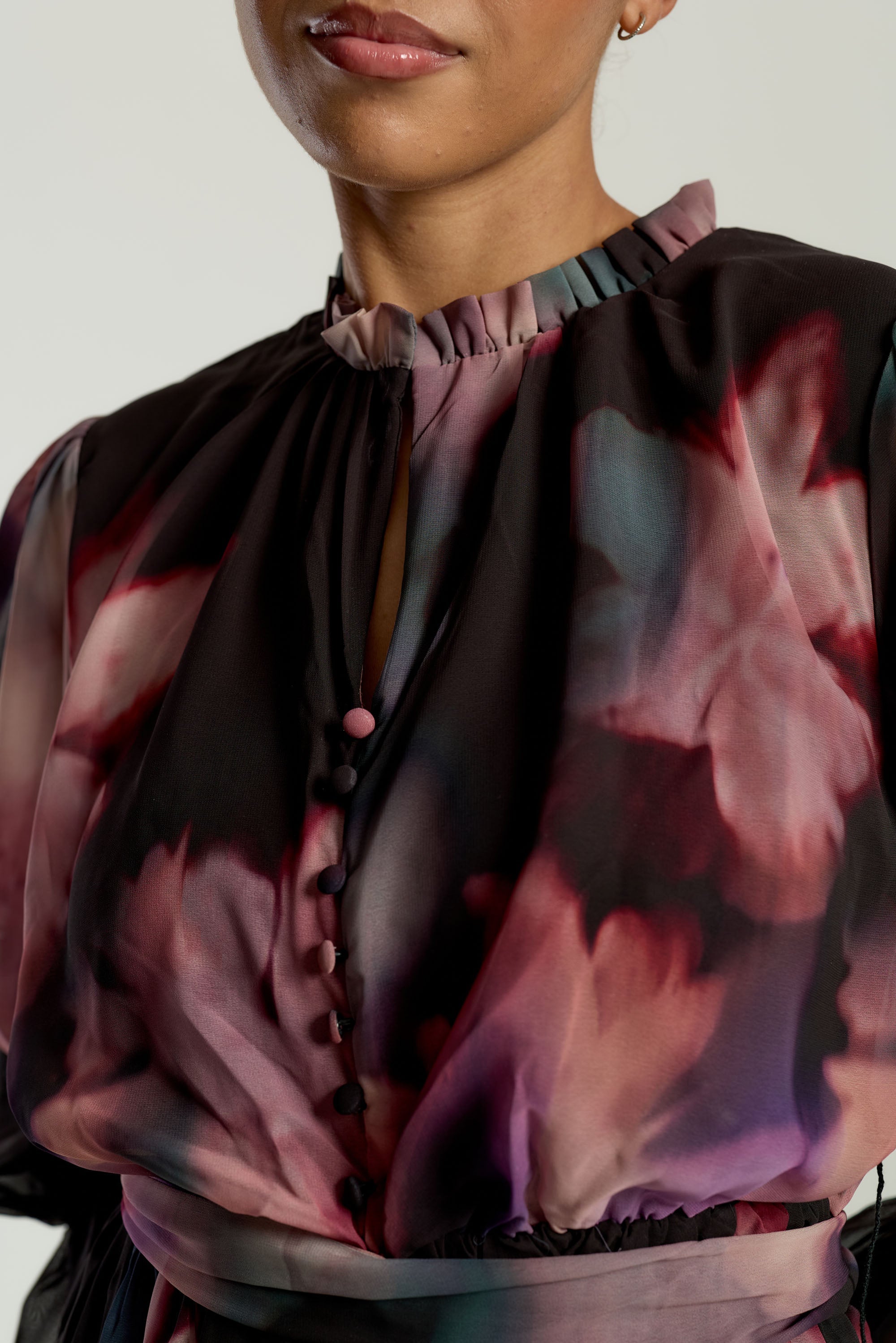 Reya Black Floral Print Tiered Maxi Dress