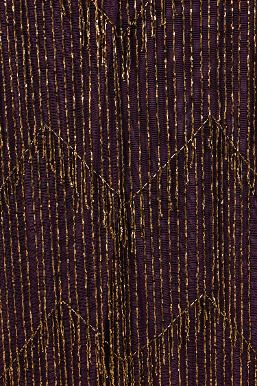 Rhoda Purple Maxi Dress With Beaded Fringing