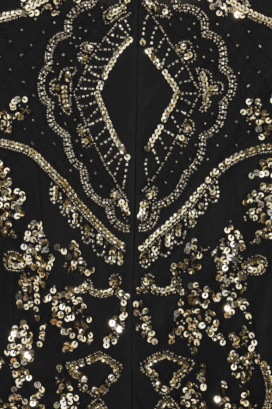 Roberta Black Embellished Maxi Dress