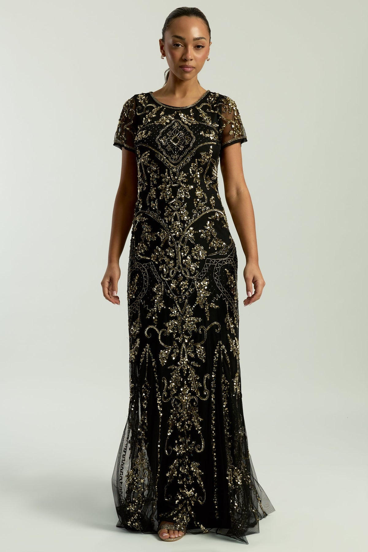 Roberta Black Embellished Maxi Dress