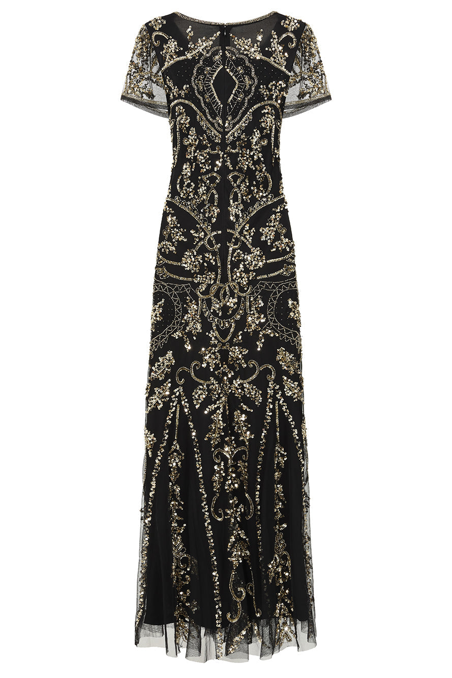 Roberta Black Embellished Maxi Dress