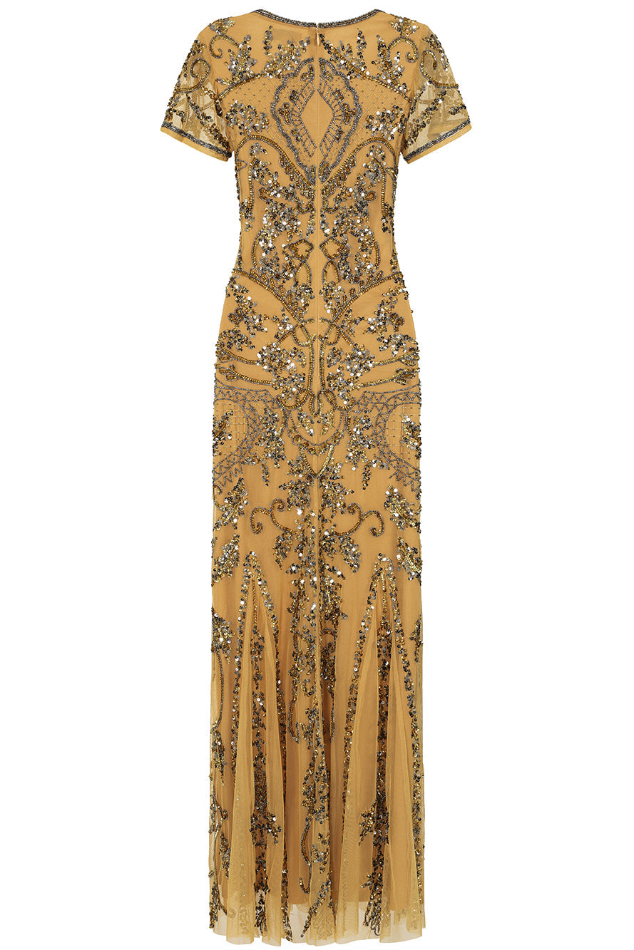 Roberta Gold Embellished Maxi Dress 