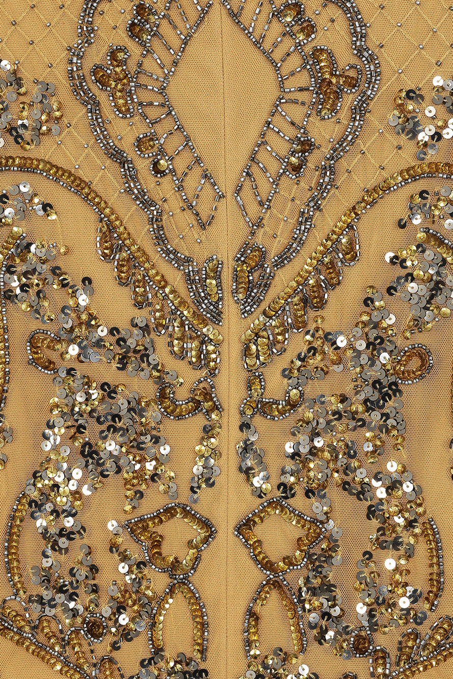 Roberta Gold Embellished Maxi Dress 