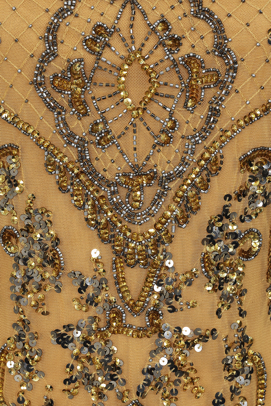 Roberta Gold Embellished Maxi Dress 