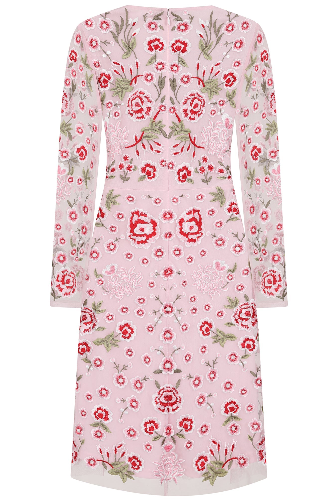 Rosalia Pink Floral Embroidered Shift Dress