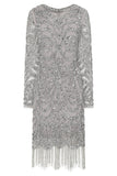 Roxie Embellished Shift Dress - Silver