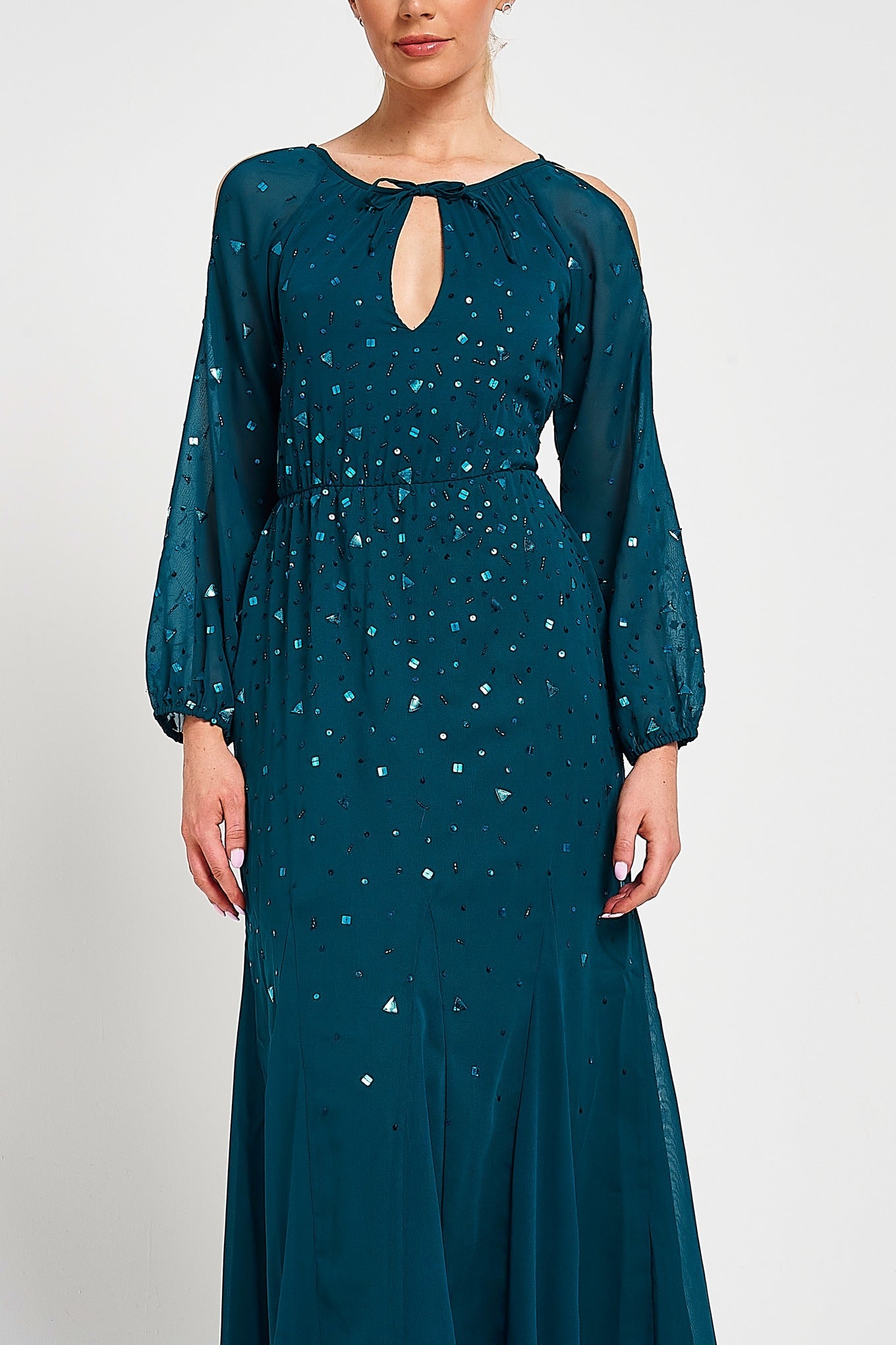 Ruth Green Embellished Maxi Dress 