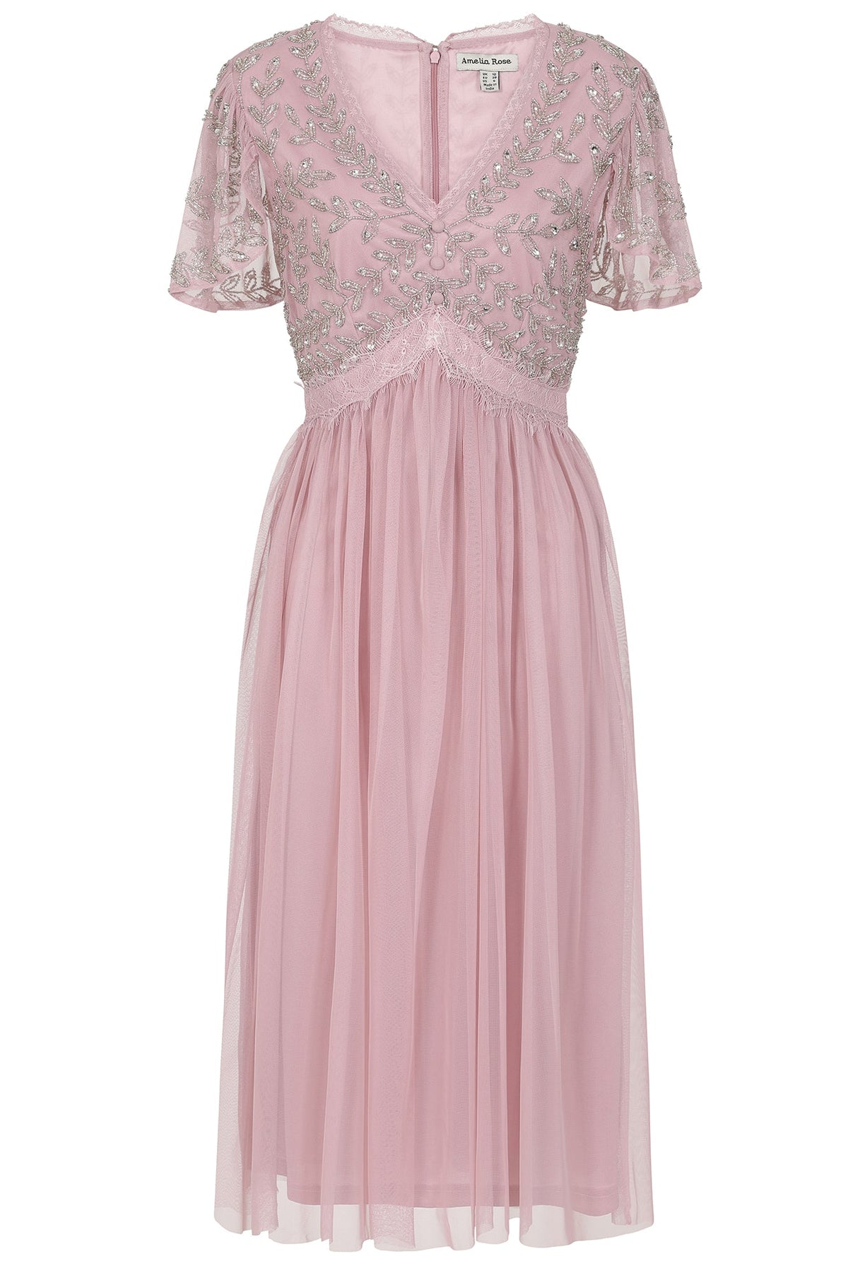 Ruth Violet Blush Embellished Midi Dress