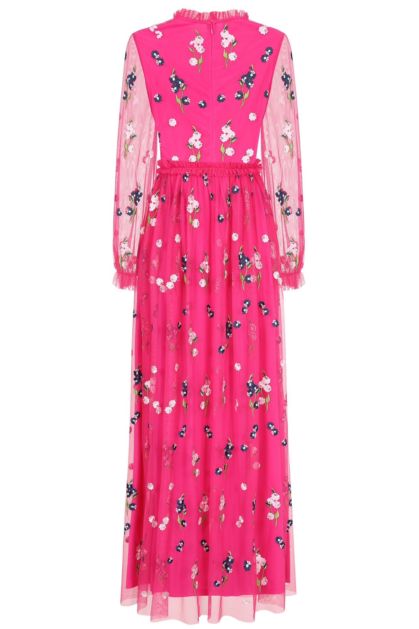 Rydia Floral Embroidered Maxi Dress - Fuchsia