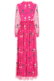 Rydia Floral Embroidered Maxi Dress - Fuchsia