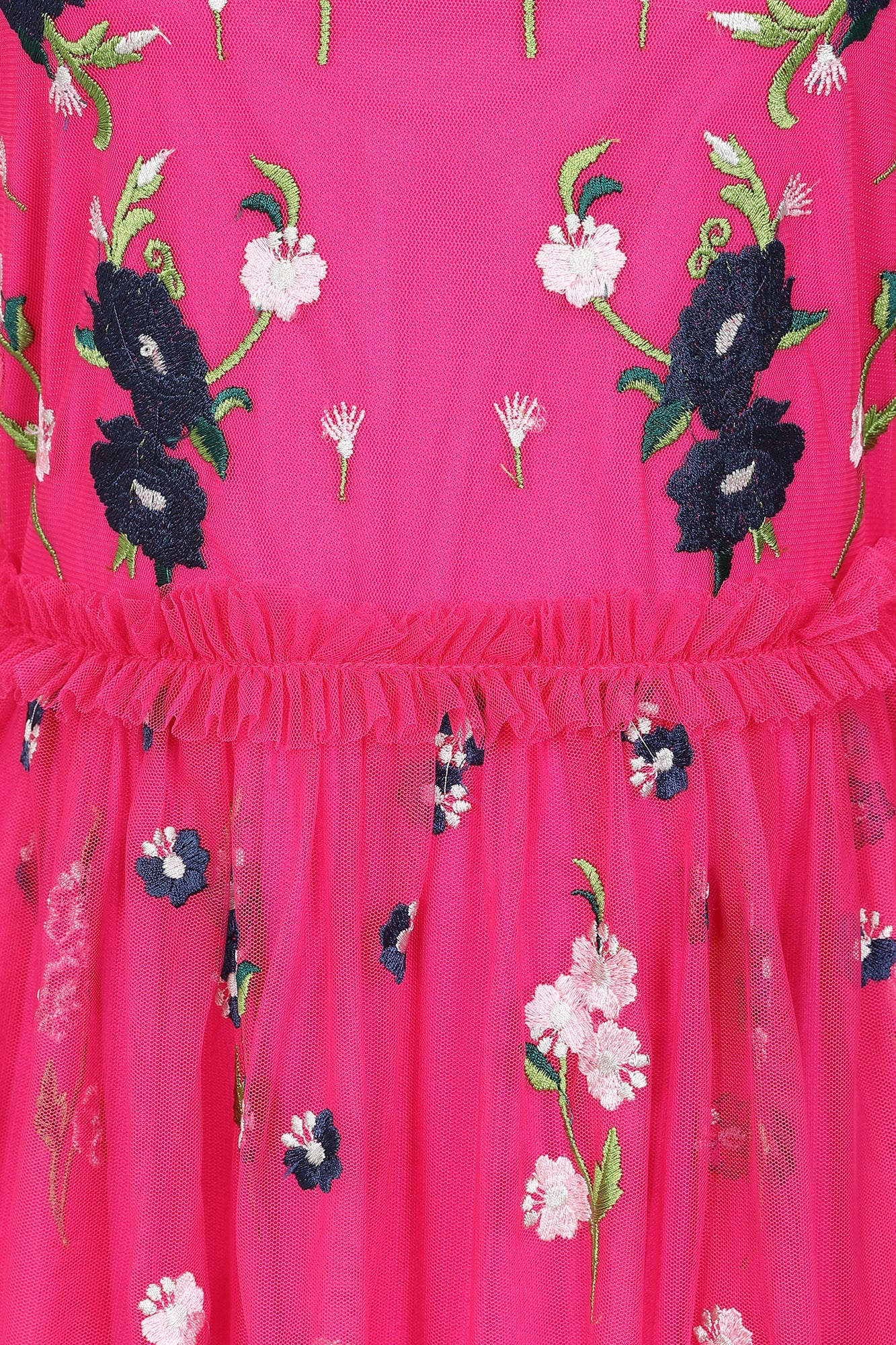 Rydia Floral Embroidered Maxi Dress - Fuchsia