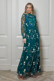 Rydia Floral Embroidered Maxi Dress - Alpine Green