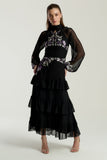 Sable Black Embroidered Midaxi Dress