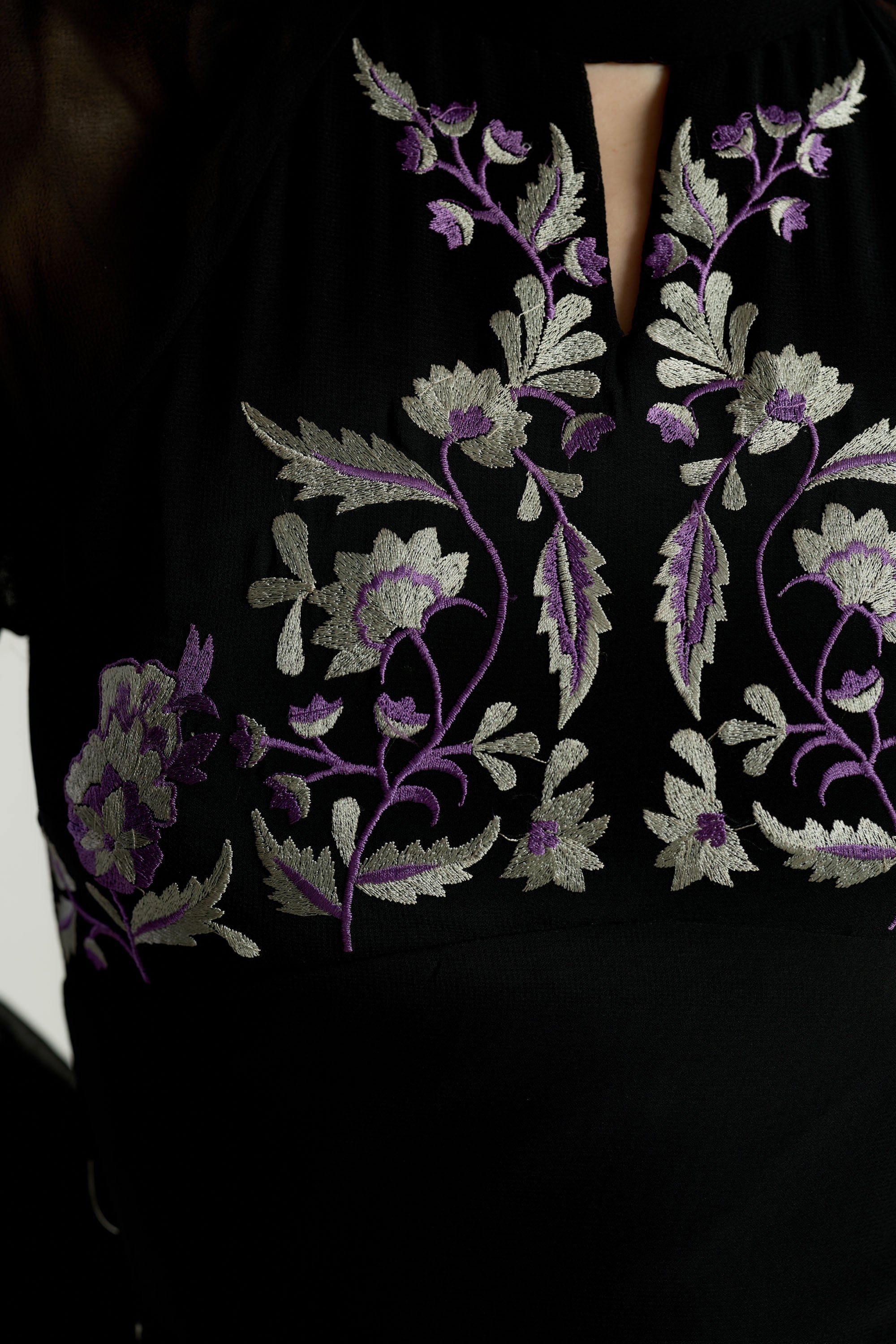 Sable Black Embroidered Midaxi Dress