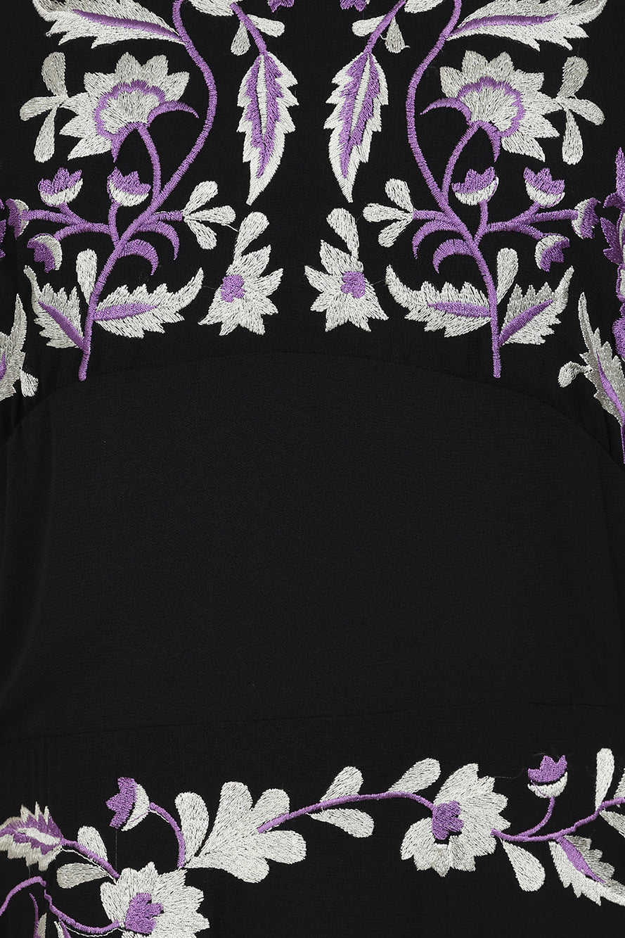 Sable Black Embroidered Midaxi Dress