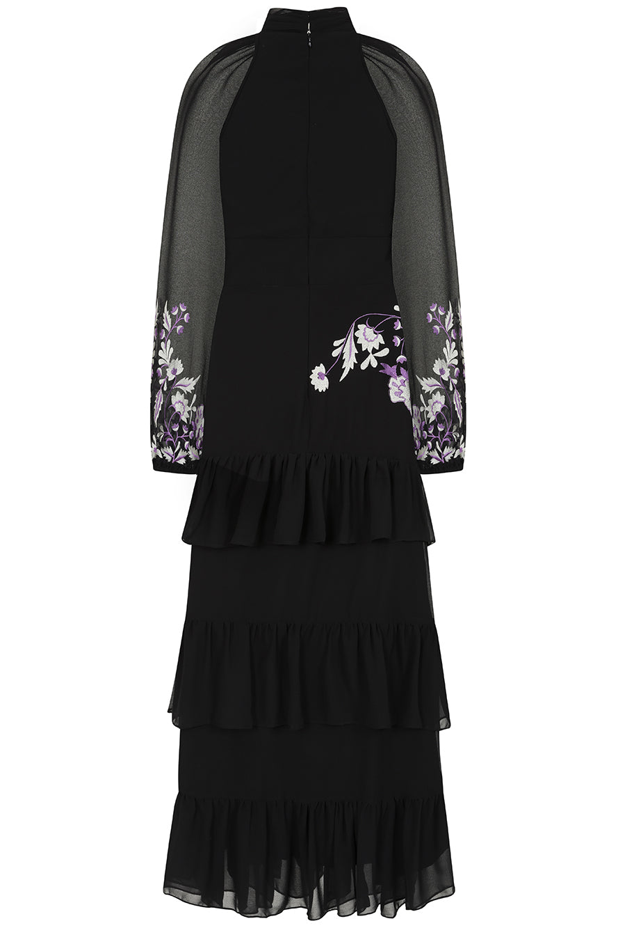 Sable Black Embroidered Midaxi Dress