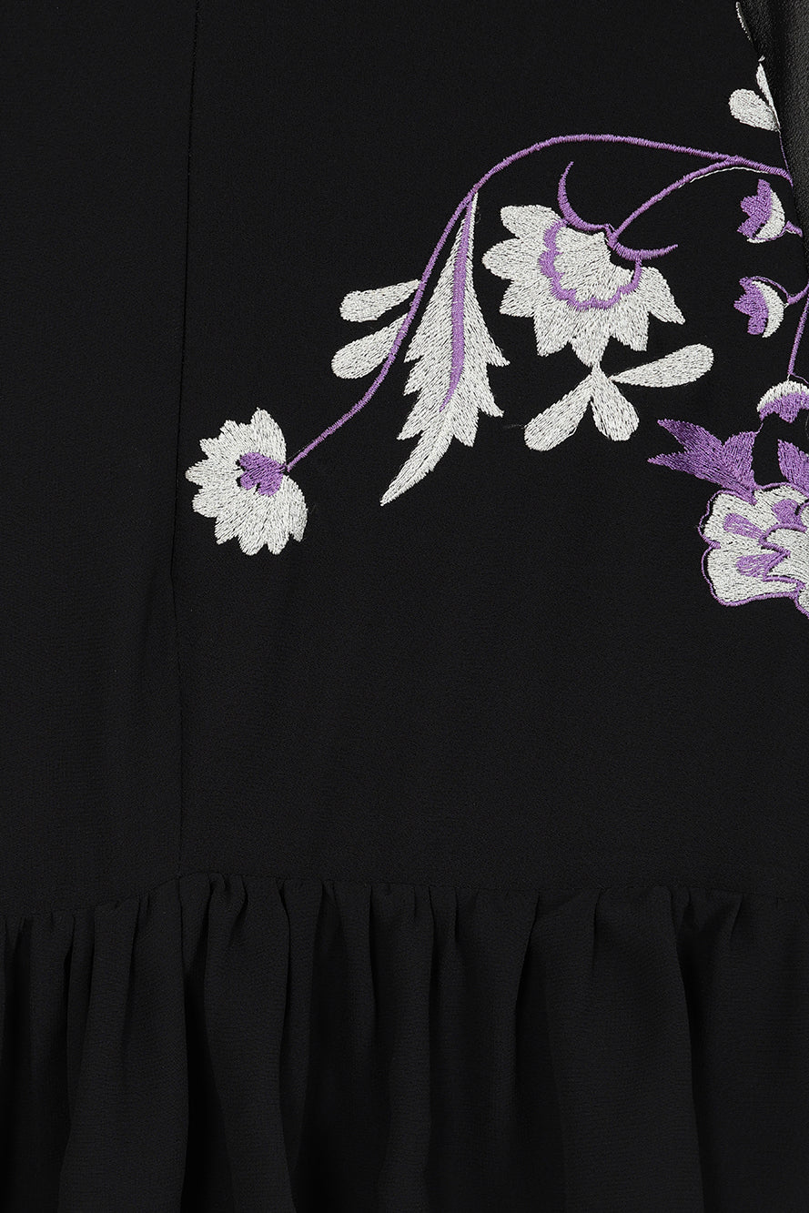 Sable Black Embroidered Midaxi Dress