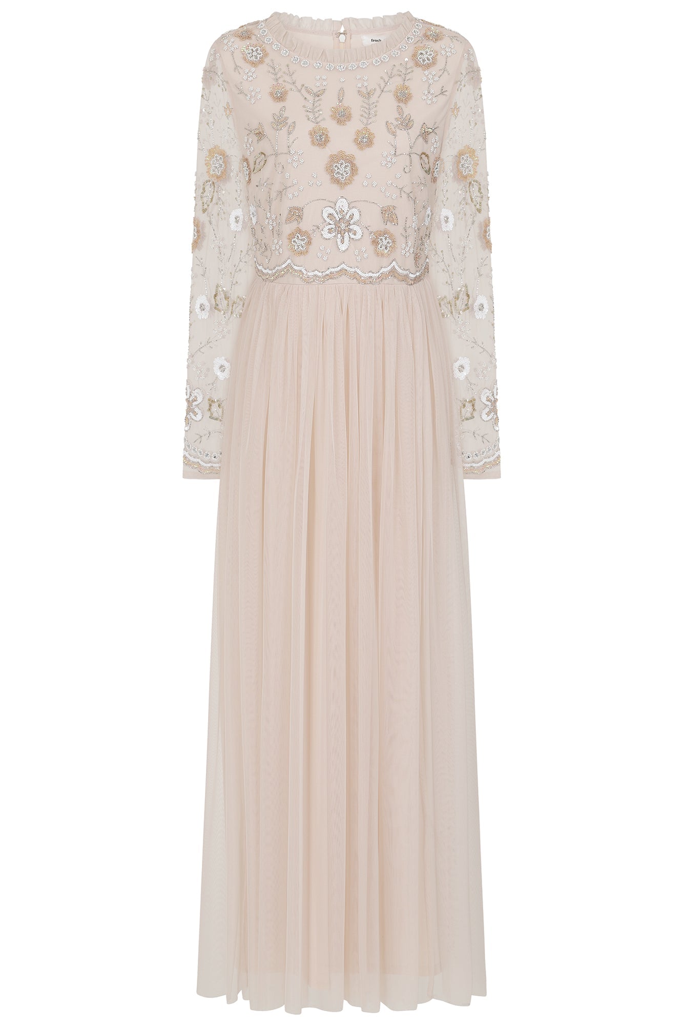 Senna Floral Embellished Maxi Dress - Nude