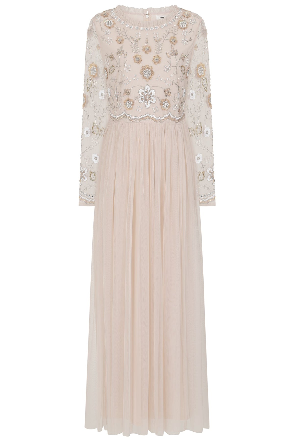 Senna Floral Embellished Maxi Dress - Nude