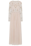 Senna Floral Embellished Maxi Dress - Nude