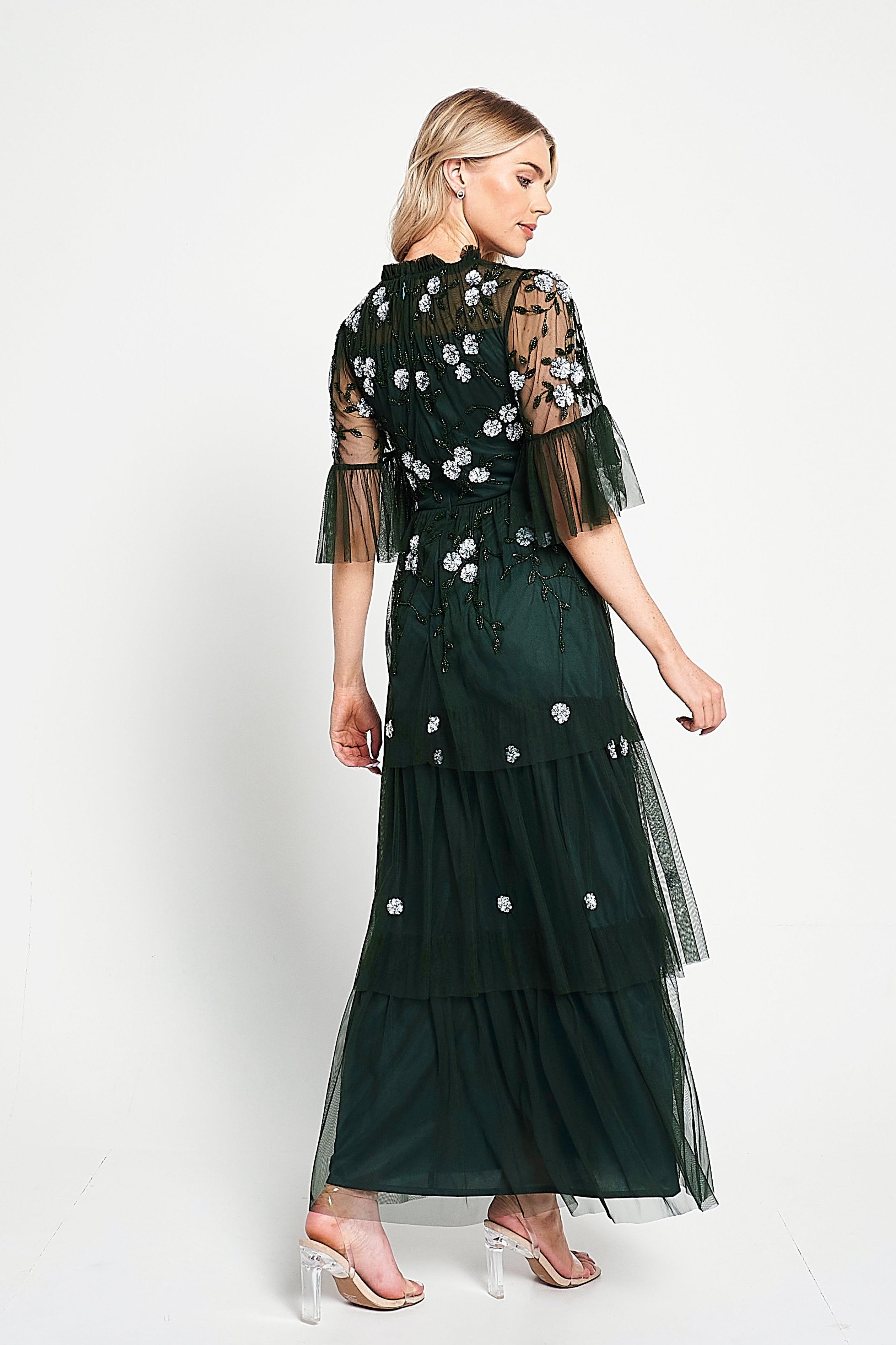 Suki Green Floral Embellished Maxi Dress