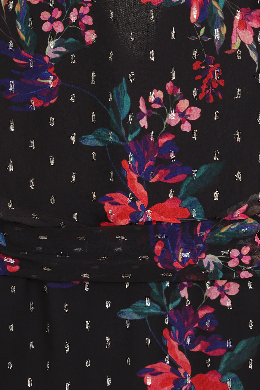 Susannah Black Floral Print Midaxi Dress