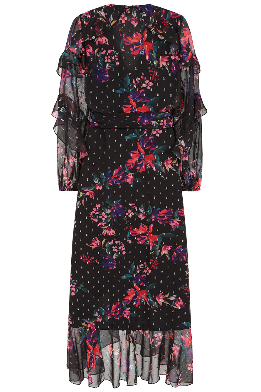 Susannah Black Floral Print Midaxi Dress